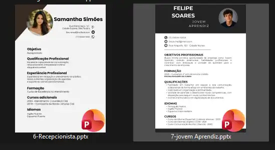 Segundo modelo de currículo profissional editável no Word e PowerPoint
